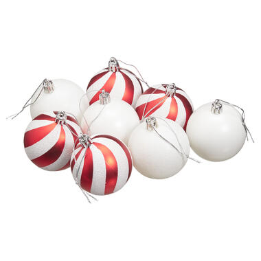 Kerstballen Swirl Rood - 8 Stuks product