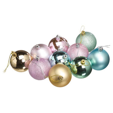 Kerstballen Pastel Multicolor - 10 stuks product