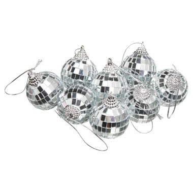 Kerstballen Disco Zilver - 8 stuks product