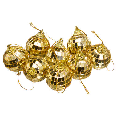 Kerstballen Disco Goud - 8 stuks product