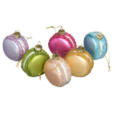 Kerstballen Macaron Multicolor - 6 stuks product