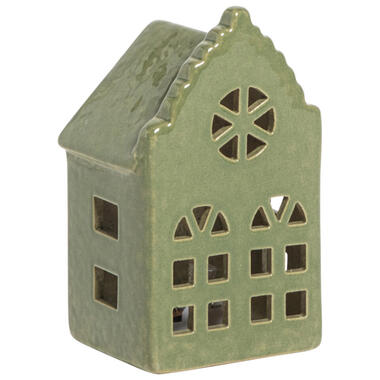 Kersthuisje Met LED Verlichting Groen - 11 cm product