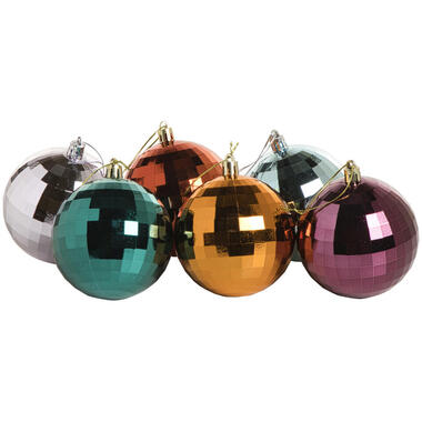 Kerstballen Disco Multicolor - 6 Stuks product