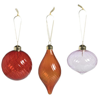 Hangers Glas Warme Tint - 3 Stuks Rood product
