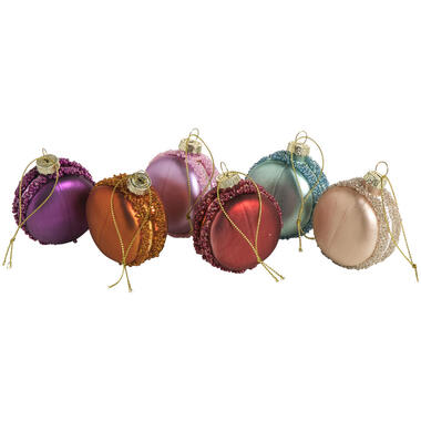 Kerstballen Macaron Multicolor - 6 Stuks product