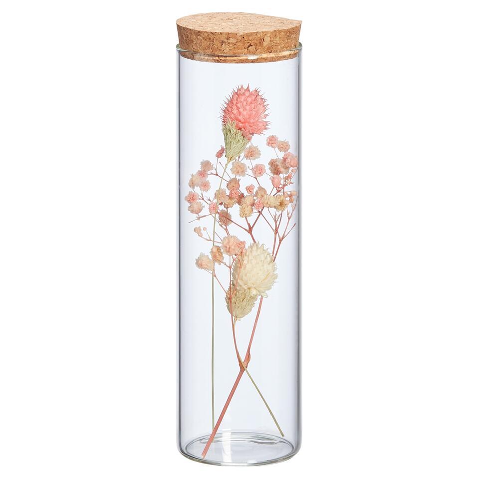 Bloemen In Glas Roze - 18 cm