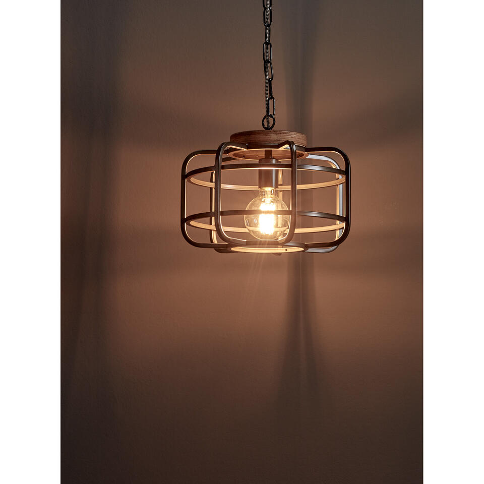 Hanglamp Wood 1-Lichts Zwart
